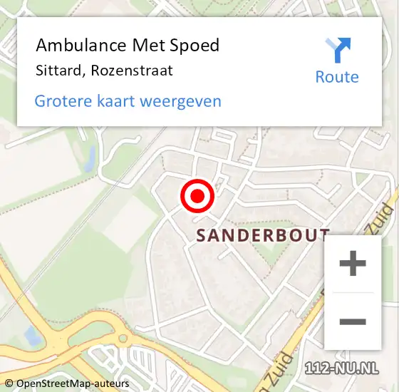 Locatie op kaart van de 112 melding: Ambulance Met Spoed Naar Sittard, Rozenstraat op 14 maart 2014 03:16