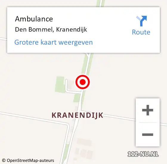 Locatie op kaart van de 112 melding: Ambulance Den Bommel, Kranendijk op 8 november 2018 12:37