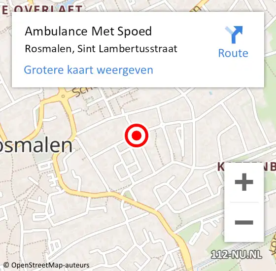 Locatie op kaart van de 112 melding: Ambulance Met Spoed Naar Rosmalen, Sint Lambertusstraat op 8 november 2018 13:03