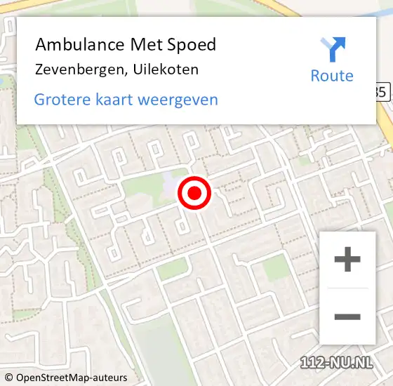 Locatie op kaart van de 112 melding: Ambulance Met Spoed Naar Zevenbergen, Uilekoten op 8 november 2018 13:05