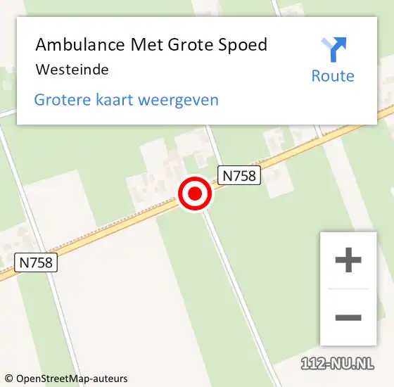 Locatie op kaart van de 112 melding: Ambulance Met Grote Spoed Naar Westeinde op 8 november 2018 13:25