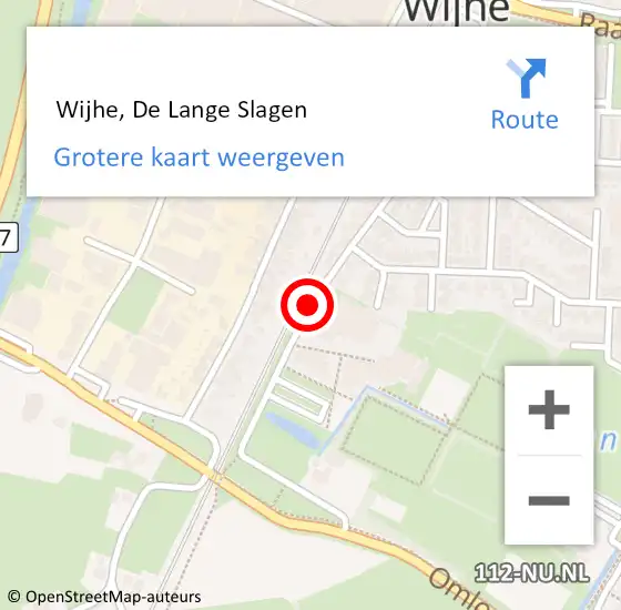 Locatie op kaart van de 112 melding:  Wijhe, De Lange Slagen op 8 november 2018 13:50