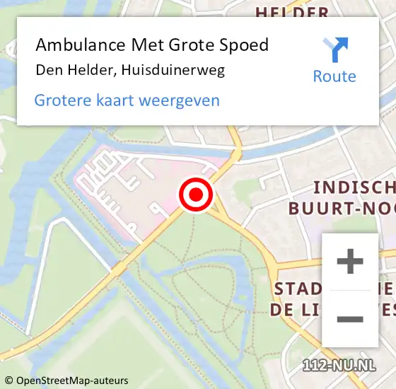 Locatie op kaart van de 112 melding: Ambulance Met Grote Spoed Naar Den Helder, Huisduinerweg op 8 november 2018 13:59