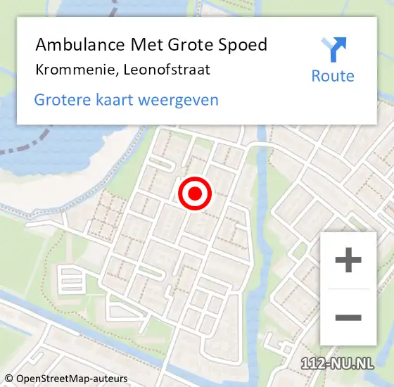Locatie op kaart van de 112 melding: Ambulance Met Grote Spoed Naar Krommenie, Leonofstraat op 8 november 2018 14:24