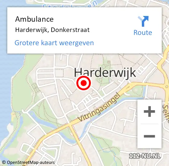 Locatie op kaart van de 112 melding: Ambulance Harderwijk, Donkerstraat op 8 november 2018 16:10