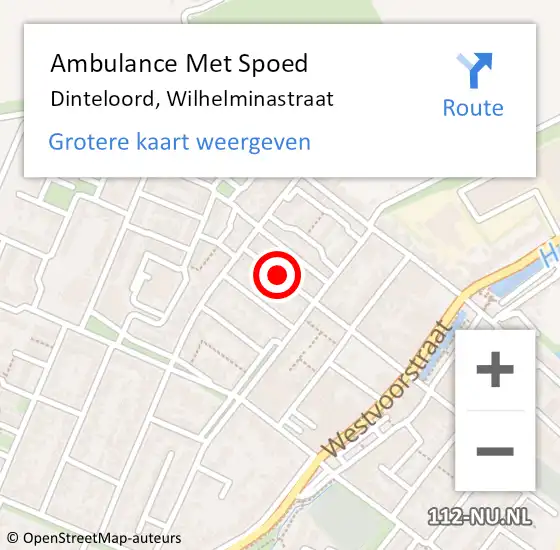 Locatie op kaart van de 112 melding: Ambulance Met Spoed Naar Dinteloord, Wilhelminastraat op 8 november 2018 16:15