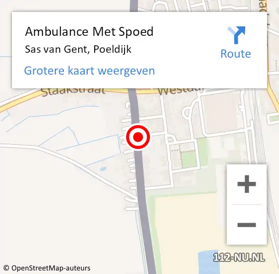 Locatie op kaart van de 112 melding: Ambulance Met Spoed Naar Sas van Gent, Poeldijk op 8 november 2018 17:11