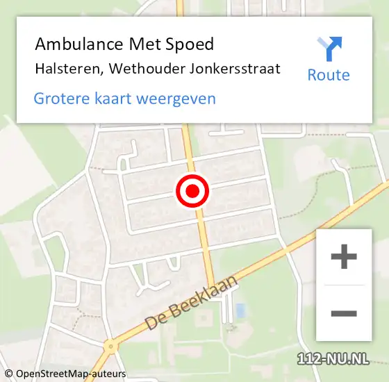 Locatie op kaart van de 112 melding: Ambulance Met Spoed Naar Halsteren, Wethouder Jonkersstraat op 8 november 2018 17:35