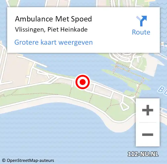 Locatie op kaart van de 112 melding: Ambulance Met Spoed Naar Vlissingen, Piet Heinkade op 8 november 2018 17:43