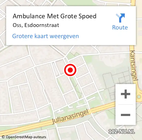 Locatie op kaart van de 112 melding: Ambulance Met Grote Spoed Naar Oss, Esdoornstraat op 8 november 2018 17:45