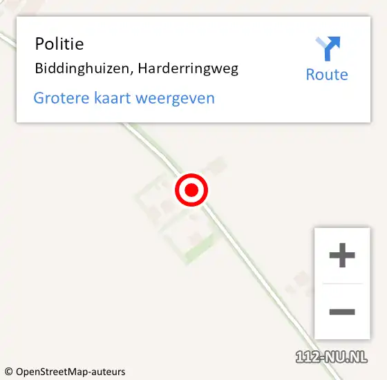 Locatie op kaart van de 112 melding: Politie Biddinghuizen, Harderringweg op 8 november 2018 18:12