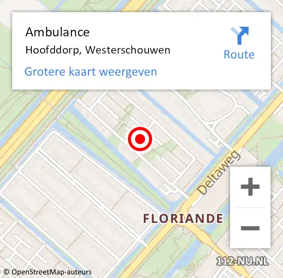 Locatie op kaart van de 112 melding: Ambulance Hoofddorp, Westerschouwen op 8 november 2018 18:17