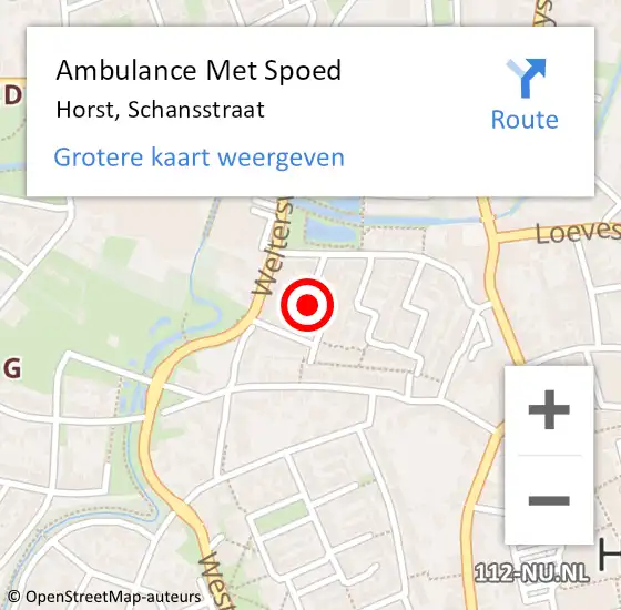 Locatie op kaart van de 112 melding: Ambulance Met Spoed Naar Horst, Schansstraat op 8 november 2018 18:38