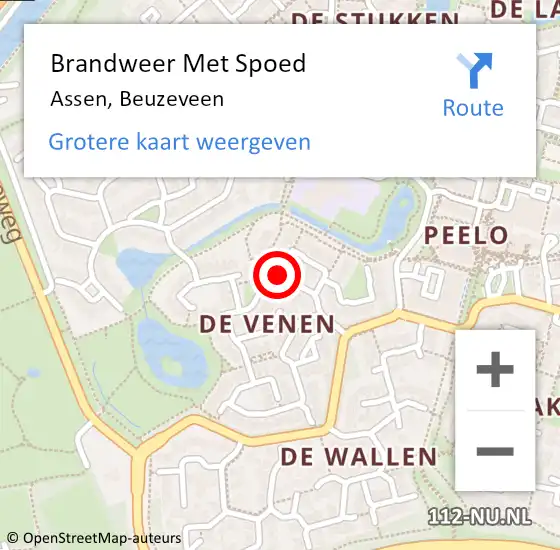 Locatie op kaart van de 112 melding: Brandweer Met Spoed Naar Assen, Beuzeveen op 8 november 2018 19:01