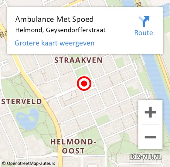 Locatie op kaart van de 112 melding: Ambulance Met Spoed Naar Helmond, Geysendorfferstraat op 8 november 2018 19:12