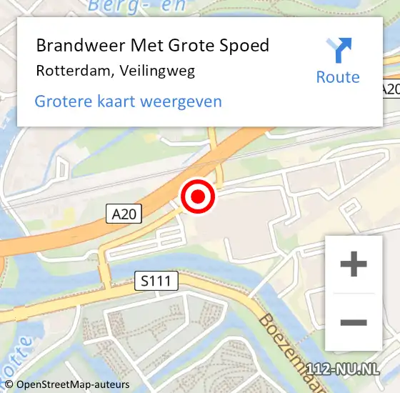 Locatie op kaart van de 112 melding: Brandweer Met Grote Spoed Naar Rotterdam, Veilingweg op 8 november 2018 19:46