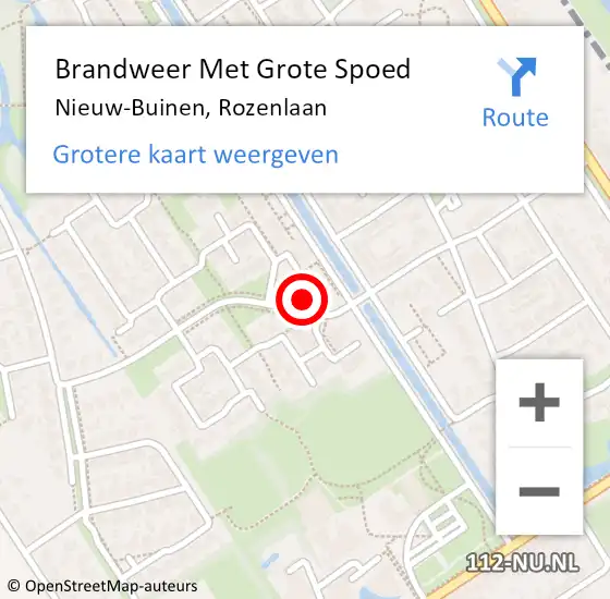 Locatie op kaart van de 112 melding: Brandweer Met Grote Spoed Naar Nieuw-Buinen, Rozenlaan op 9 november 2018 00:32