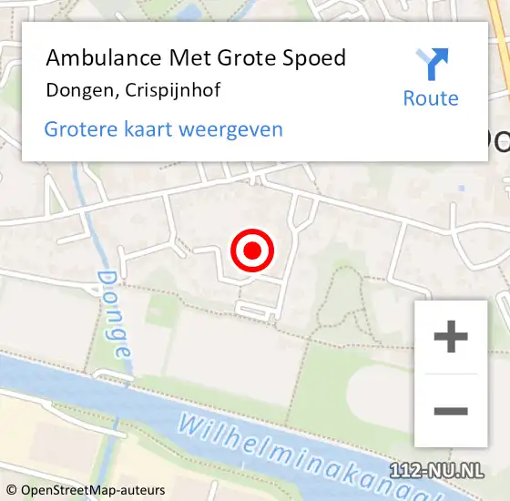 Locatie op kaart van de 112 melding: Ambulance Met Grote Spoed Naar Dongen, Crispijnhof op 9 november 2018 01:03