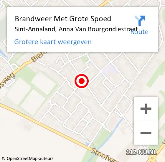 Locatie op kaart van de 112 melding: Brandweer Met Grote Spoed Naar Sint-Annaland, Anna Van Bourgondiestraat op 9 november 2018 01:05