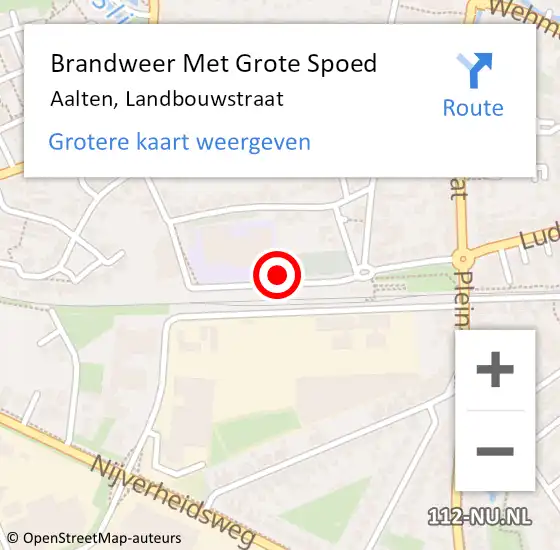 Locatie op kaart van de 112 melding: Brandweer Met Grote Spoed Naar Aalten, Landbouwstraat op 9 november 2018 01:49