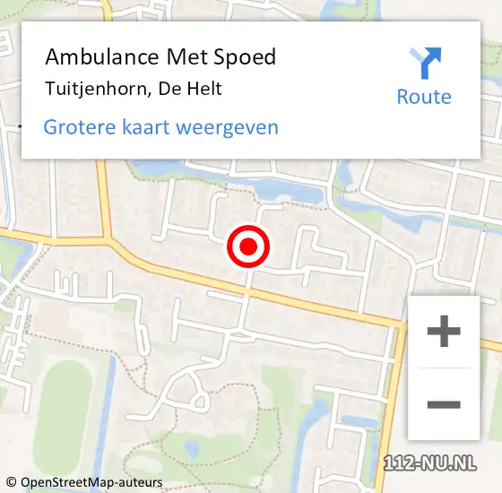 Locatie op kaart van de 112 melding: Ambulance Met Spoed Naar Tuitjenhorn, De Helt op 9 november 2018 01:53