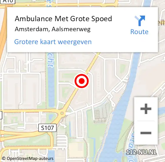 Locatie op kaart van de 112 melding: Ambulance Met Grote Spoed Naar Amsterdam, Aalsmeerweg op 9 november 2018 07:01