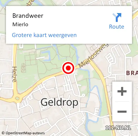 Locatie op kaart van de 112 melding: Brandweer Geldrop op 9 november 2018 07:34