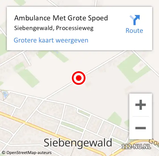 Locatie op kaart van de 112 melding: Ambulance Met Grote Spoed Naar Siebengewald, Processieweg op 9 november 2018 08:12