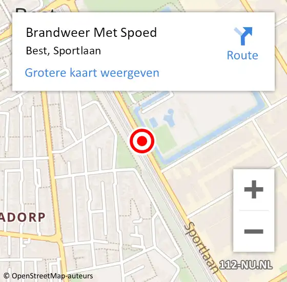 Locatie op kaart van de 112 melding: Brandweer Met Spoed Naar Best, Sportlaan op 9 november 2018 09:07