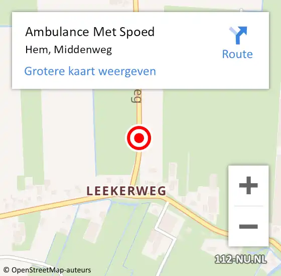 Locatie op kaart van de 112 melding: Ambulance Met Spoed Naar Hem, Middenweg op 9 november 2018 09:10