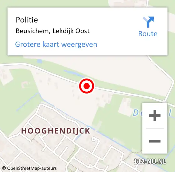 Locatie op kaart van de 112 melding: Politie Beusichem, Lekdijk Oost op 9 november 2018 09:37