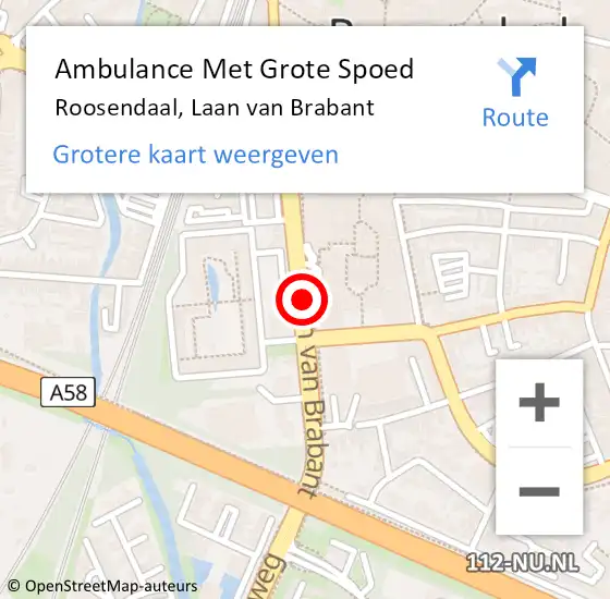 Locatie op kaart van de 112 melding: Ambulance Met Grote Spoed Naar Roosendaal, Laan van Brabant op 9 november 2018 10:16