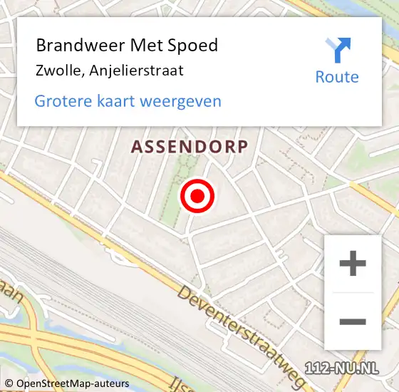 Locatie op kaart van de 112 melding: Brandweer Met Spoed Naar Zwolle, Anjelierstraat op 9 november 2018 10:43