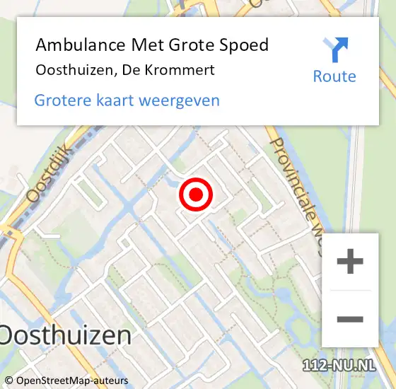 Locatie op kaart van de 112 melding: Ambulance Met Grote Spoed Naar Oosthuizen, De Krommert op 9 november 2018 10:45