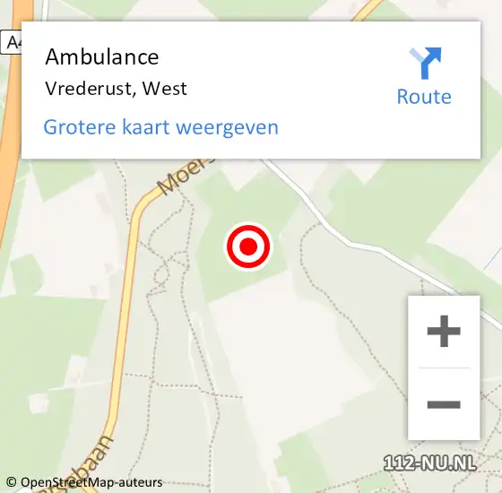 Locatie op kaart van de 112 melding: Ambulance Vrederust, West op 9 november 2018 11:32