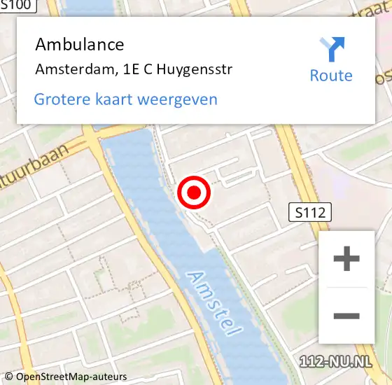 Locatie op kaart van de 112 melding: Ambulance Amsterdam, 1E C Huygensstr op 9 november 2018 12:12