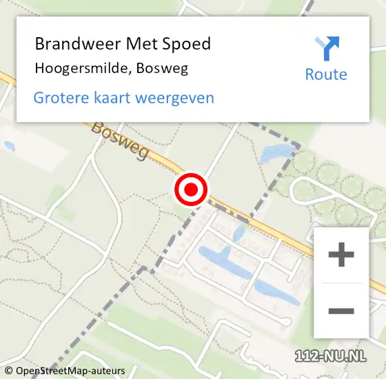 Locatie op kaart van de 112 melding: Brandweer Met Spoed Naar Hoogersmilde, Bosweg op 9 november 2018 12:15