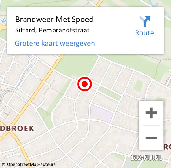 Locatie op kaart van de 112 melding: Brandweer Met Spoed Naar Sittard, Rembrandtstraat op 9 november 2018 12:44