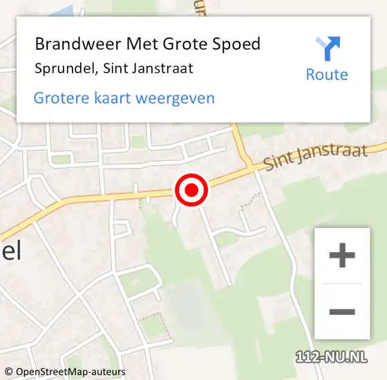 Locatie op kaart van de 112 melding: Brandweer Met Grote Spoed Naar Sprundel, Sint Janstraat op 9 november 2018 13:04