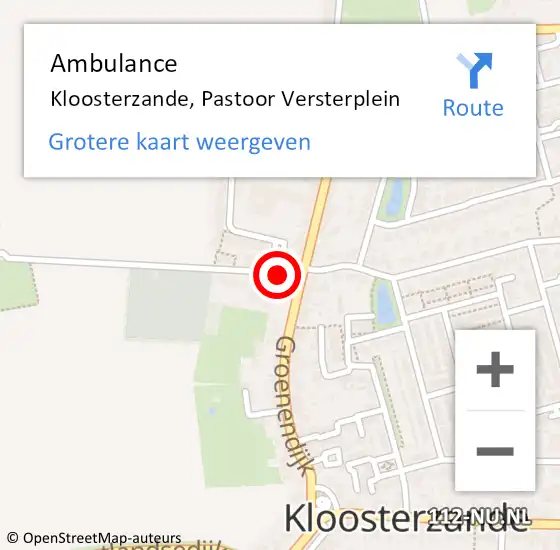 Locatie op kaart van de 112 melding: Ambulance Kloosterzande, Pastoor Versterplein op 9 november 2018 13:20