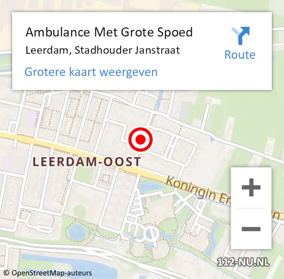 Locatie op kaart van de 112 melding: Ambulance Met Grote Spoed Naar Leerdam, Stadhouder Janstraat op 9 november 2018 13:50