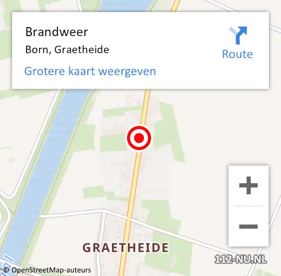 Locatie op kaart van de 112 melding: Brandweer Born, Graetheide op 9 november 2018 13:58