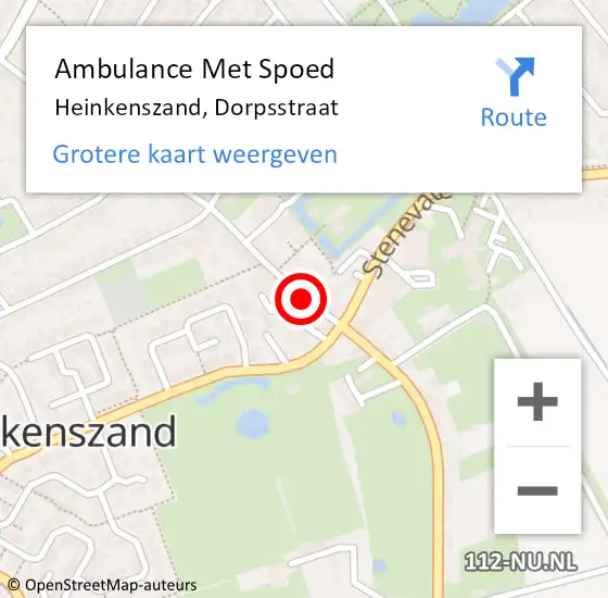 Locatie op kaart van de 112 melding: Ambulance Met Spoed Naar Heinkenszand, Dorpsstraat op 9 november 2018 15:15