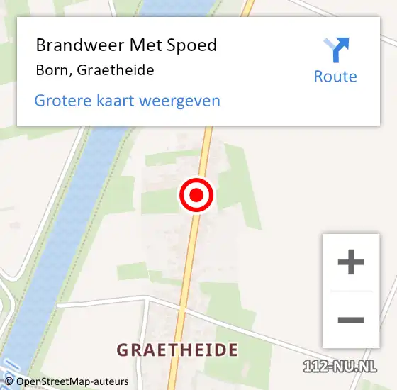 Locatie op kaart van de 112 melding: Brandweer Met Spoed Naar Born, Graetheide op 9 november 2018 15:20