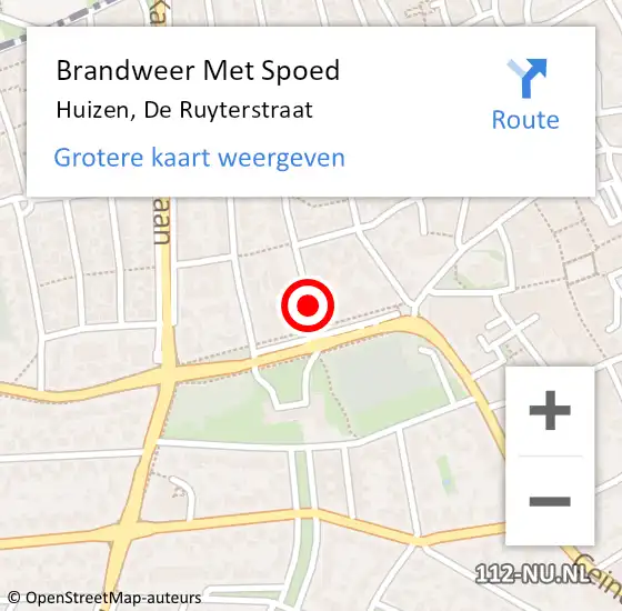 Locatie op kaart van de 112 melding: Brandweer Met Spoed Naar Huizen, De Ruyterstraat op 9 november 2018 17:26