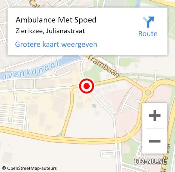 Locatie op kaart van de 112 melding: Ambulance Met Spoed Naar Zierikzee, Julianastraat op 9 november 2018 17:48