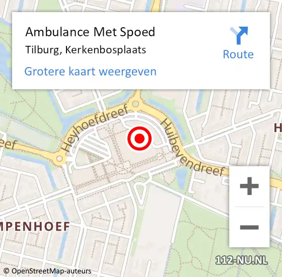 Locatie op kaart van de 112 melding: Ambulance Met Spoed Naar Tilburg, Kerkenbosplaats op 9 november 2018 18:18