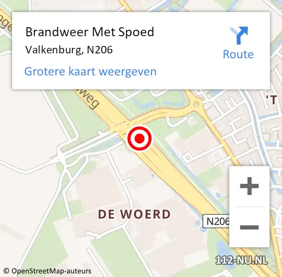 Locatie op kaart van de 112 melding: Brandweer Met Spoed Naar Valkenburg, N206 op 9 november 2018 18:25