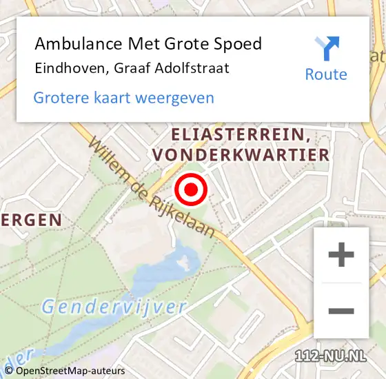 Locatie op kaart van de 112 melding: Ambulance Met Grote Spoed Naar Eindhoven, Graaf Adolfstraat op 9 november 2018 19:09