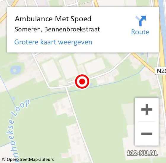 Locatie op kaart van de 112 melding: Ambulance Met Spoed Naar Someren, Bennenbroekstraat op 9 november 2018 19:09